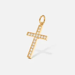 Ole Lynggaard Pendants-Cross pendant pavé