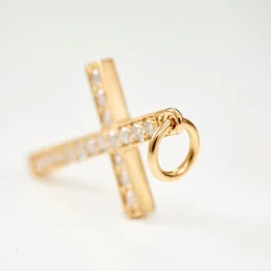 Ole Lynggaard Pendants-Cross pendant pavé