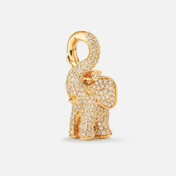 Ole Lynggaard Pendants-Elephant pendant medium pavé