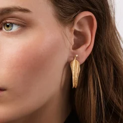 Ole Lynggaard Earring Pairs-Leaves creoles large