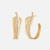 Ole Lynggaard Earring Pairs-Leaves creoles large pavé