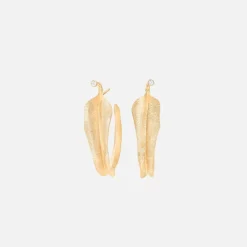 Ole Lynggaard Earring Pairs-Leaves creoles small