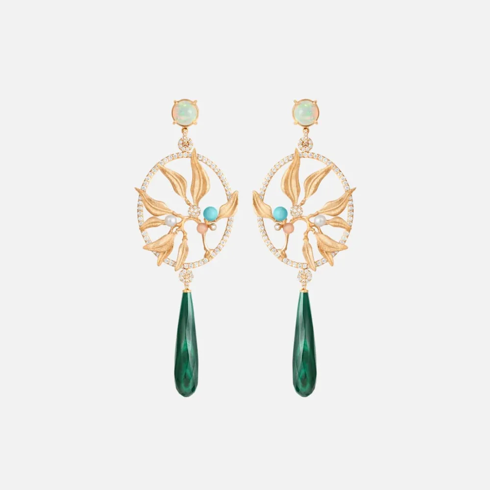 Ole Lynggaard Earring Pairs-Leaves Dream catcher earrings