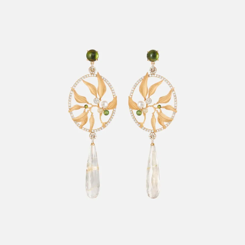 Ole Lynggaard Earring Pairs | High Jewellery-Leaves Dream catcher earrings