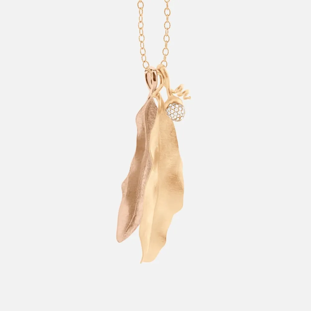 Ole Lynggaard Pendants-Leaves pendant tall