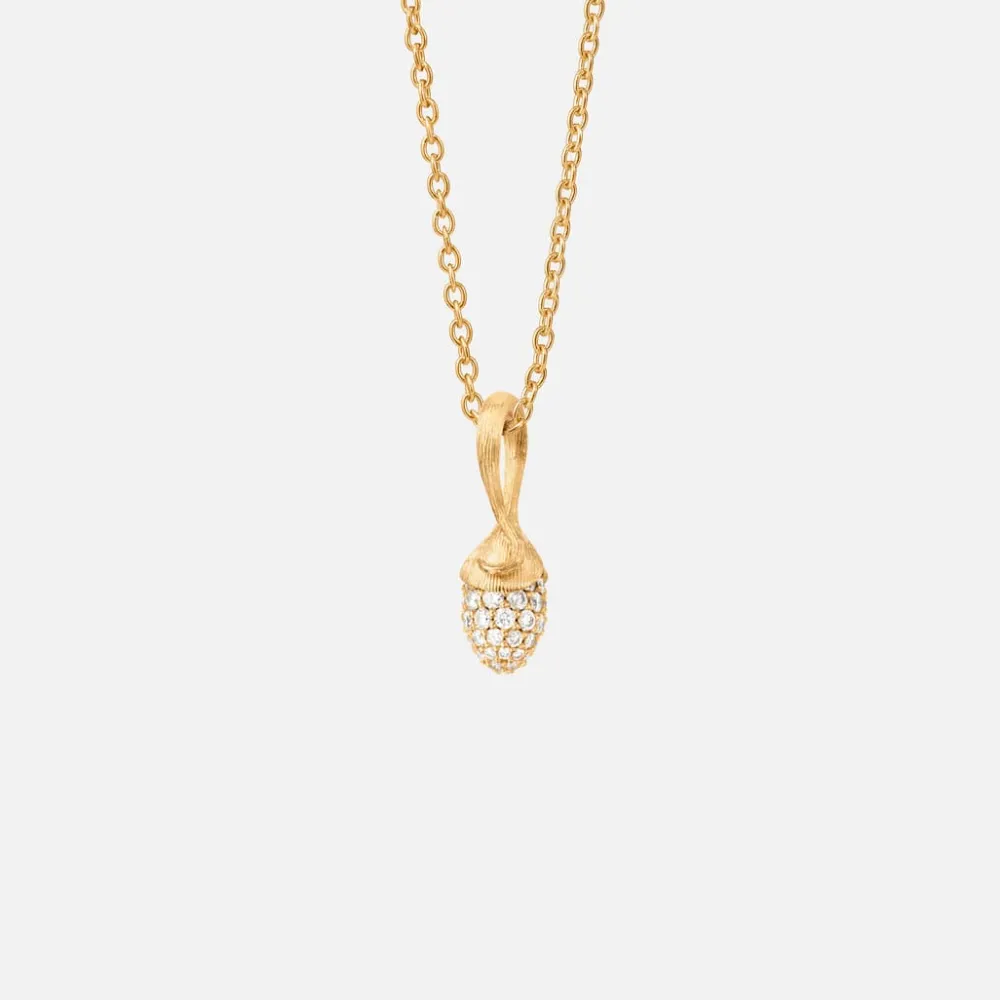 Ole Lynggaard Pendants-Lotus Sprout pendant mini pavé