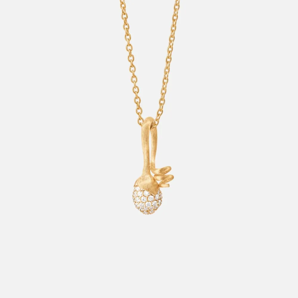 Ole Lynggaard Pendants-Lotus Sprout pendant pavé