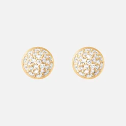 Ole Lynggaard Earring Pairs-Lotus stud earrings pavé