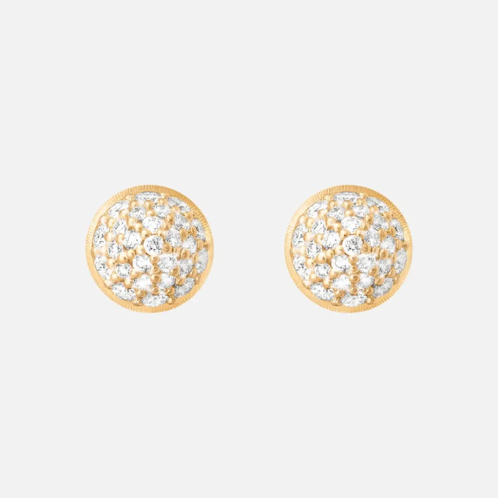 Ole Lynggaard Earring Pairs-Lotus stud earrings pavé