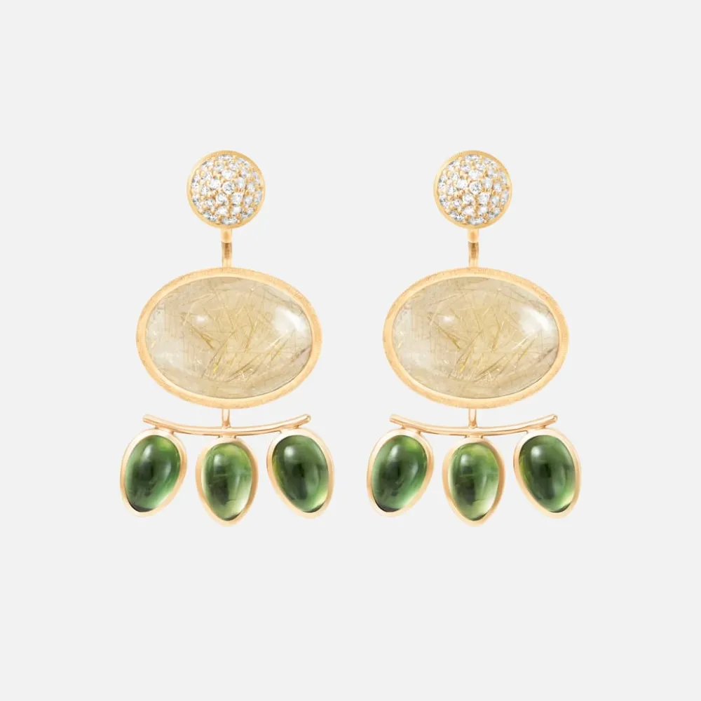 Ole Lynggaard Earring Pairs-Lotus stud earrings pavé
