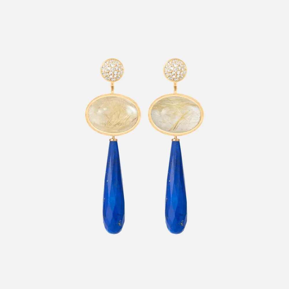 Ole Lynggaard Earring Pairs-Lotus stud earrings pavé