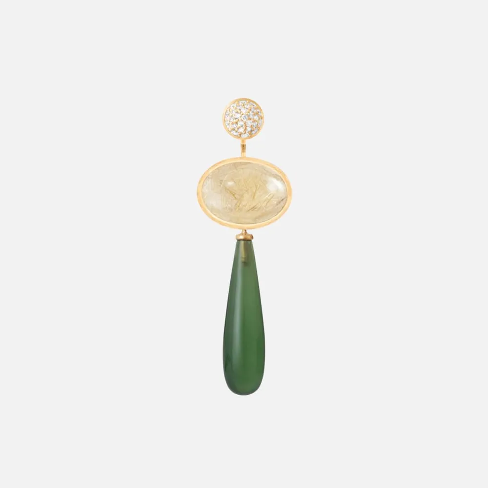Ole Lynggaard Earring Pairs-Lotus stud earrings pavé