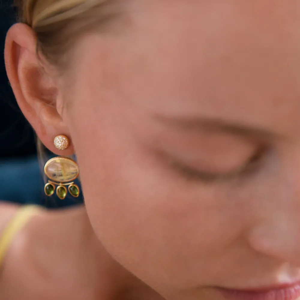 Ole Lynggaard Earring Pairs-Lotus stud earrings pavé