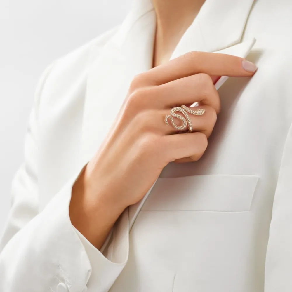 Ole Lynggaard Rings-Snakes ring medium pavé