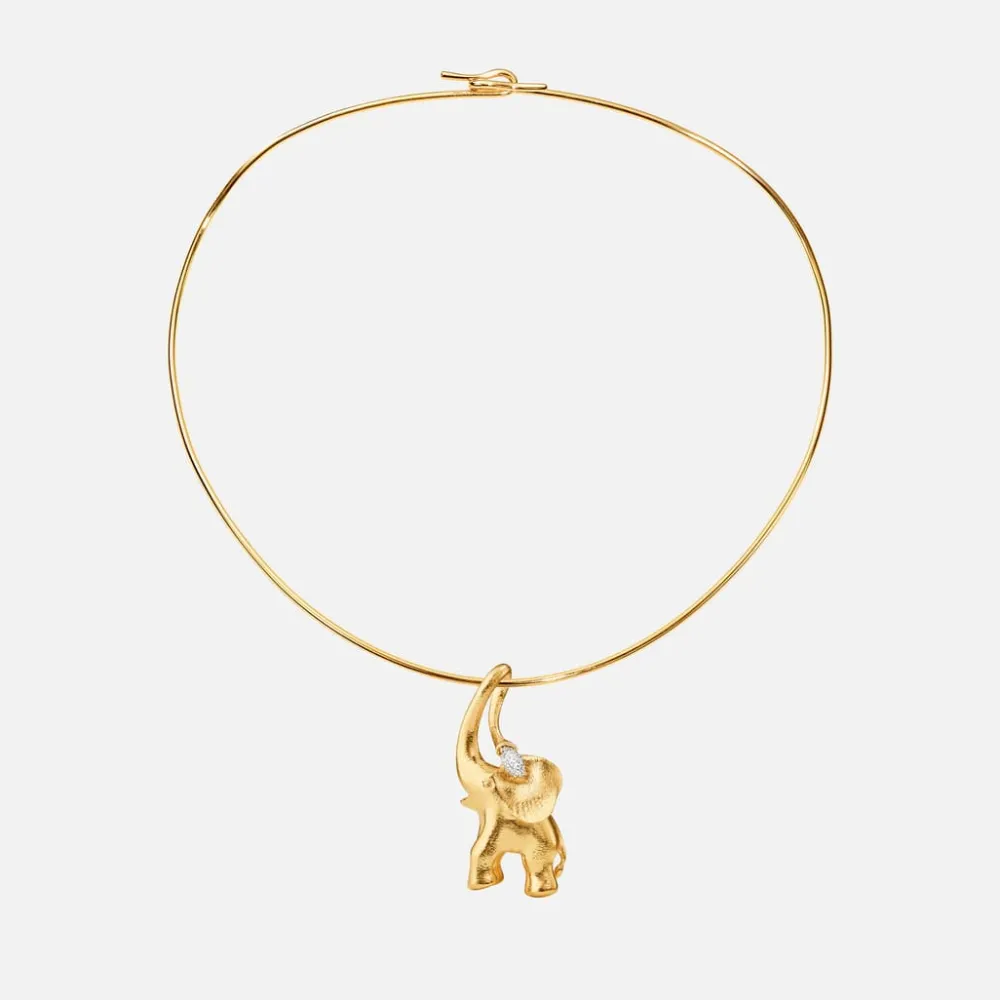 Ole Lynggaard Necklaces | Sets-Young Fish neck bangle with Elephant pendant large